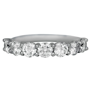 white gold 7-stone ring set with round diamonds