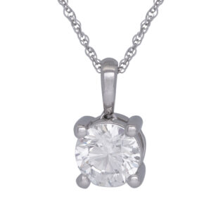 solitaire diamond pendant set in white gold