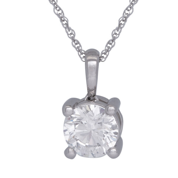 solitaire diamond pendant set in white gold