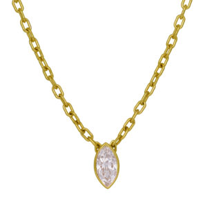 yellow gold solitaire pendant set with a marquise diamond