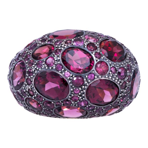 Vintage Pomellato 12.00 Carats Rhodolite Garnet Tabou Bombe Ring