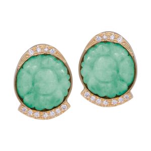Vintage 0.44 Carats Diamond & Jade Earrings