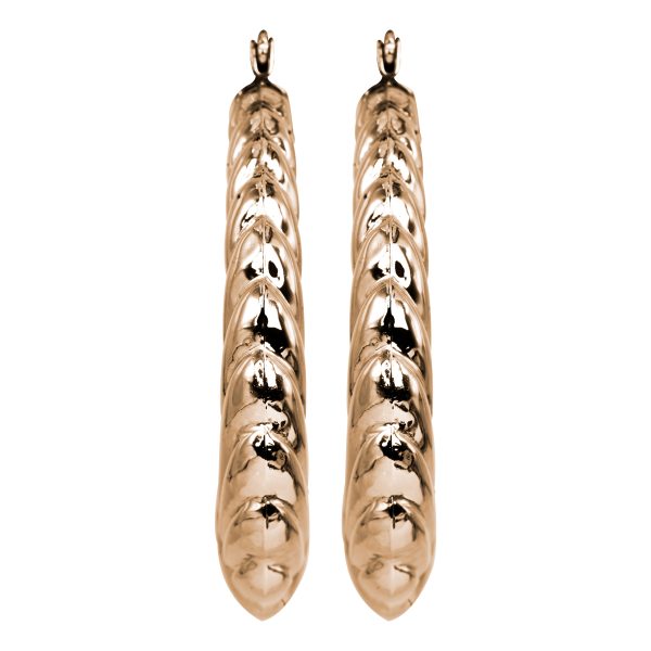 Vintage 14K Gold Grooved Hoop Earrings