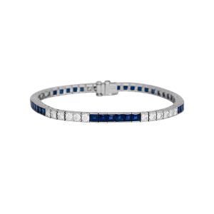 New 9.40 Carats Blue Sapphire & Diamond Tennis Bracelet
