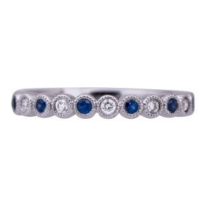 New 0.23 Carats Diamond & Blue Sapphire Band