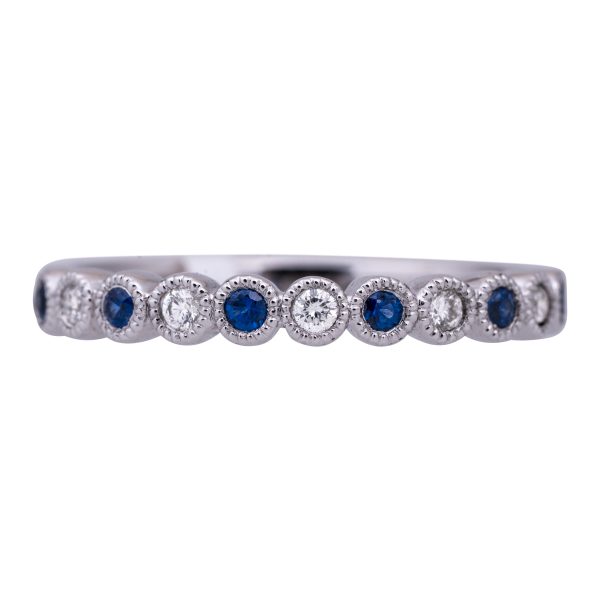 New 0.23 Carats Diamond & Blue Sapphire Band