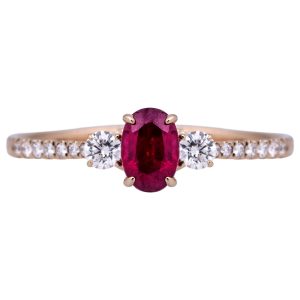 New 0.90 Carats Ruby & Diamond 3-Stone Ring