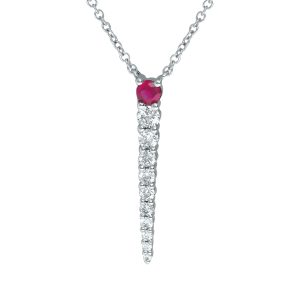 New 0.59 Carats Ruby & Diamond Graduated Drop Pendant