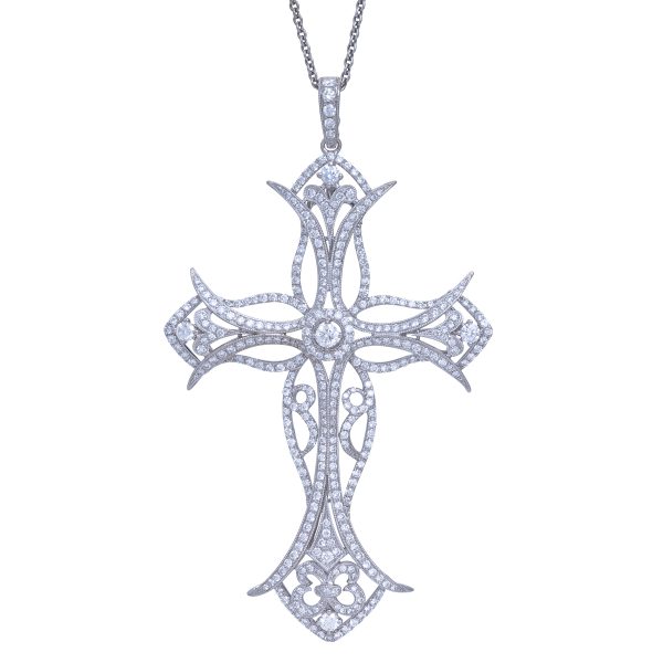 Vintage Judy Mayfield 2.76 Carats Diamond Cross Pendant