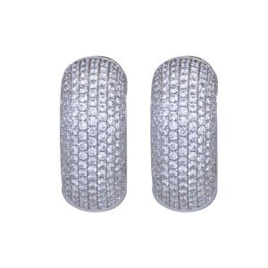 Vintage 3.50 Carats Pavé Diamond Hoop Earrings