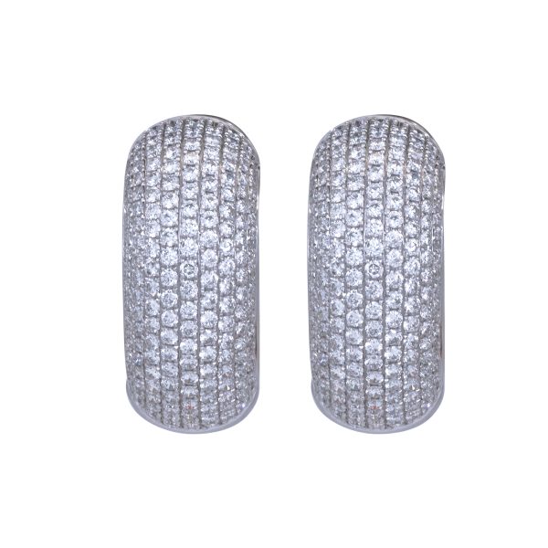 Vintage 3.50 Carats Pavé Diamond Hoop Earrings