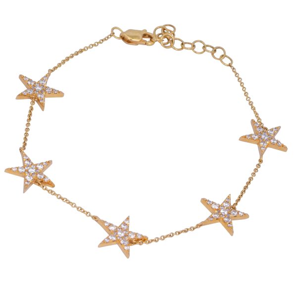 New 0.78 Carats Diamond 5-Star Station Bracelet