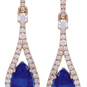 New Chatham 4.79 Carats Lab-Grown Sapphire & Diamond Drop Earrings