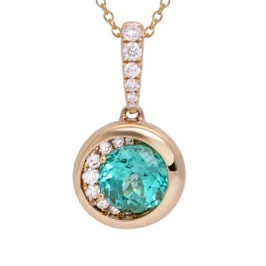 New Chatham 1.88 Carats Lab-Grown Chrysoberyl & Diamond Half Halo Pendant