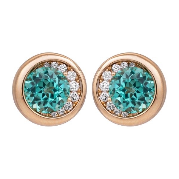 New Chatham 3.58 Carats Lab-Grown Chrysoberyl & Diamond Earrings
