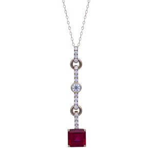 New Chatham 3.86 Carats Lab-Grown Ruby & Diamond Drop Pendant