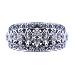 Vintage 0.86 Carats Diamond 3-Row Band