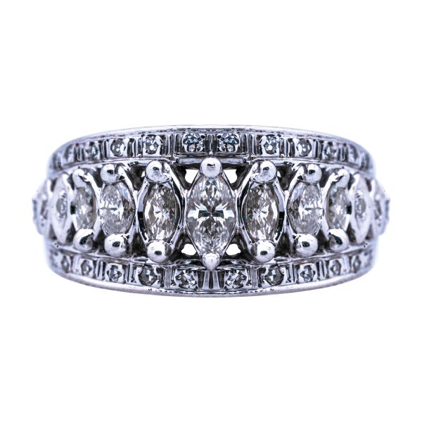 Vintage 0.86 Carats Diamond 3-Row Band