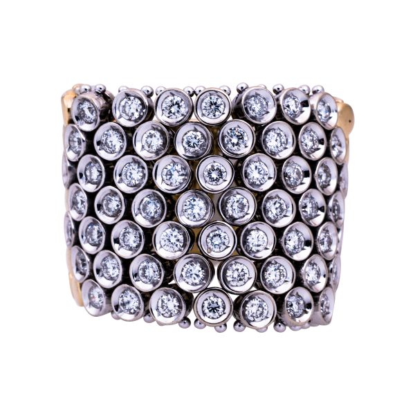 Vintage 1.68 Carats Diamond Wide Mesh Ring