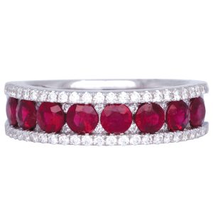 New 1.67 Carats Ruby & Diamond Band