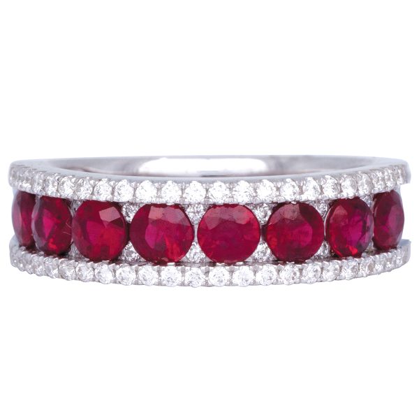 New 1.67 Carats Ruby & Diamond Band