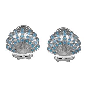 New 1.22 Carats Paraiba Tourmaline & Diamond Shell Earrings