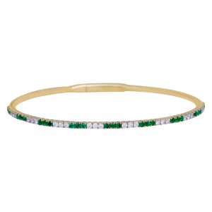 New 1.12 Carats Emerald & Diamond Bangle Bracelet