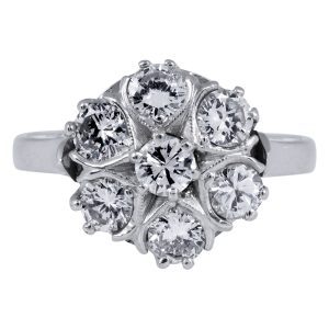 Vintage 1.35 CTW Diamond Cluster Ring