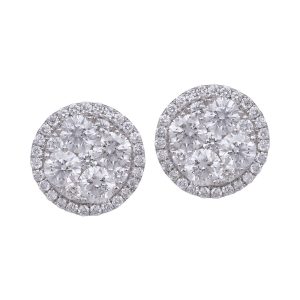 Vintage 1.89 Carats Diamond Halo Earrings