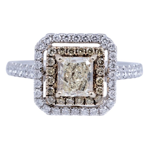 New 1.61 CTW Yellow Diamond Double Halo Engagement Ring