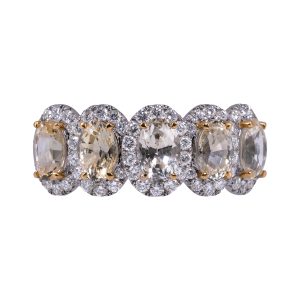 New Judy Mayfield 3.64 CTW Diamond & Sapphire 5-Stone Halo Band