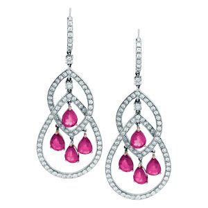 Vintage 7.43 CTW Diamond & Ruby Drop Earrings