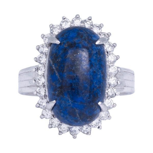 Vintage 9.40 CTW Diamond & Lapis Lazuli Halo Ring