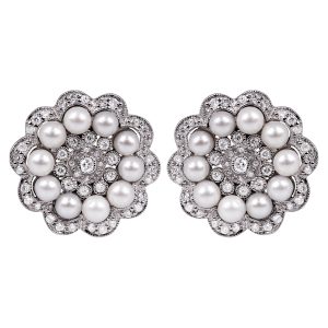 Vintage 1.00 CTW Diamond & Pearl Earrings