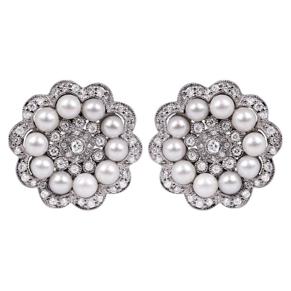 Vintage 1.00 CTW Diamond & Pearl Earrings