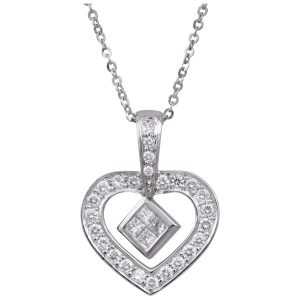 Vintage 0.80 CTW Diamond Heart Pendant