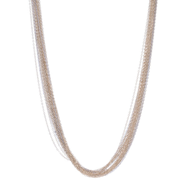 white and yellow gold multistrand necklace