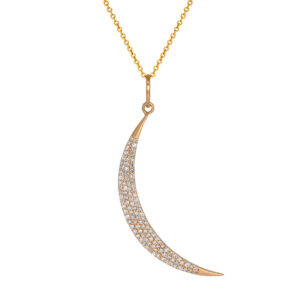 crescent moon pendant set with diamonds