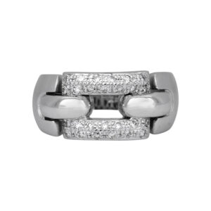 white gold open link tapered ring set with small round brilliant diamonds
