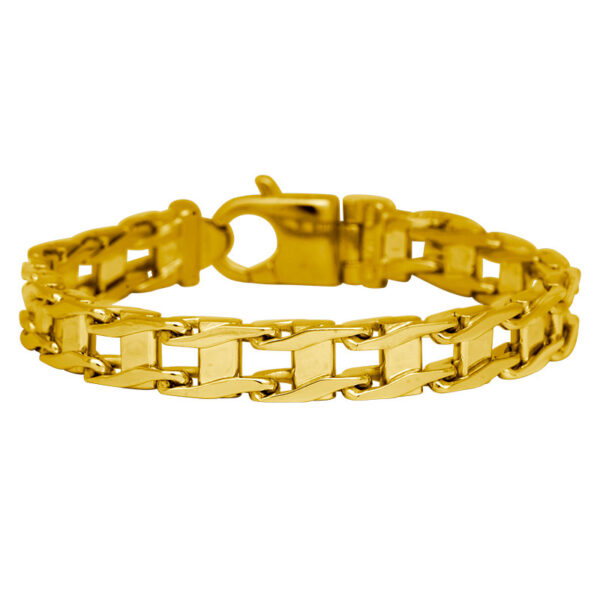 yellow gold open flat link bracelet