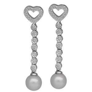 white gold drop earrings set with white pearls