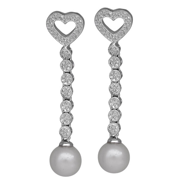 white gold drop earrings set with white pearls