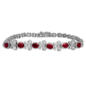 platinum ruby and diamond bracelet with a bow motif