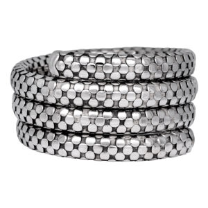sterling silver checkered triple coil bangle bracelet