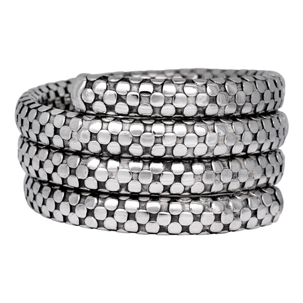 sterling silver checkered triple coil bangle bracelet
