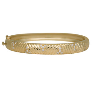 yellow gold bangle bracelet set with station diamonds