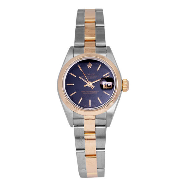 womens rolex with a stainless steel and yellow gold case and strap