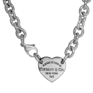 tiffany & co. sterling silver chain necklace with a branded heart tag