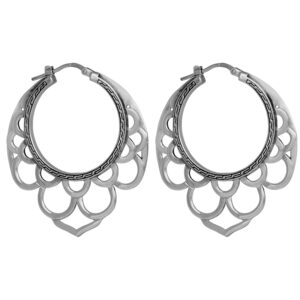 sterling silver earrings with hoop and scalloped geometries