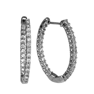 white gold inside out hoop earring set with diamonds
